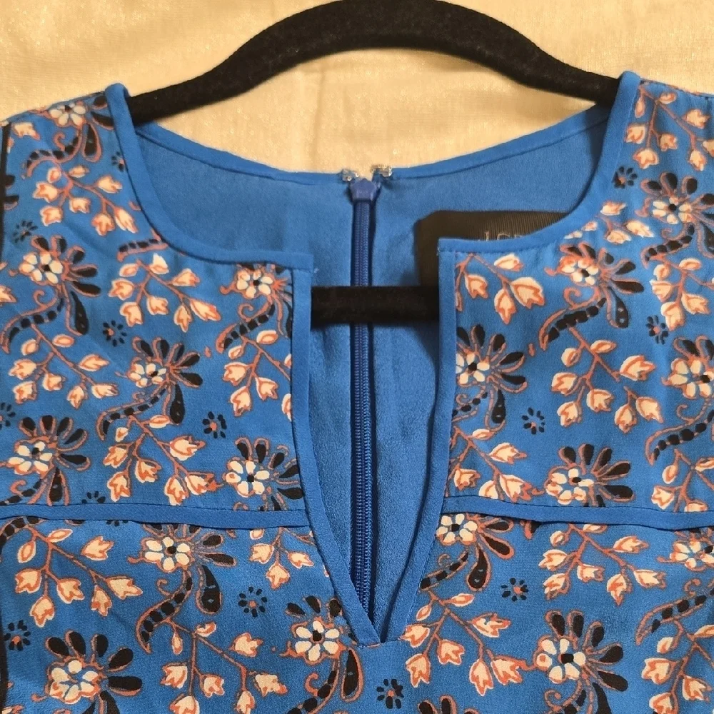 J. Crew Silk Vibrant Blue Floral Mini Dress.